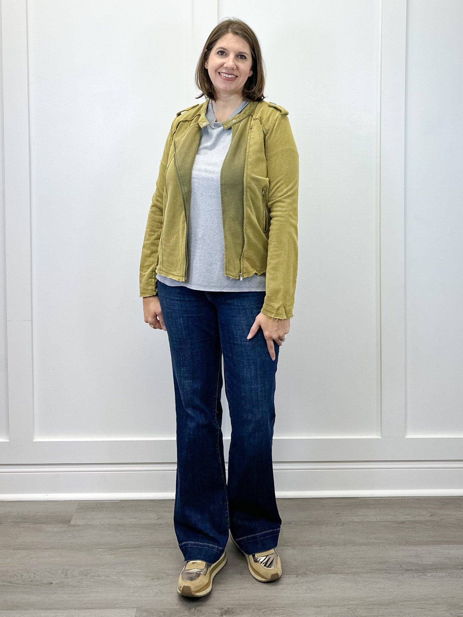 Soft Edge Moto Jacket - Olive Sweaters Umgee