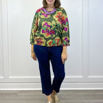 Soft Yarn Three Quarter Sleeve Crewneck Sweater - Chive Sweaters Tribal