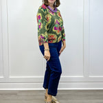 Soft Yarn Three Quarter Sleeve Crewneck Sweater - Chive Sweaters Tribal
