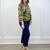 Soft Yarn Three Quarter Sleeve Crewneck Sweater - Chive Sweaters Tribal