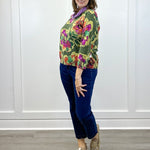 Soft Yarn Three Quarter Sleeve Crewneck Sweater - Chive Sweaters Tribal