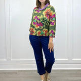 Soft Yarn Three Quarter Sleeve Crewneck Sweater - Chive Sweaters Tribal