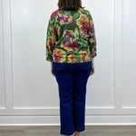 Soft Yarn Three Quarter Sleeve Crewneck Sweater - Chive Sweaters Tribal