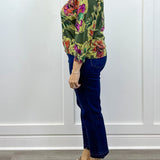Soft Yarn Three Quarter Sleeve Crewneck Sweater - Chive Sweaters Tribal