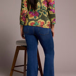 Soft Yarn Three Quarter Sleeve Crewneck Sweater - Chive Sweaters Tribal