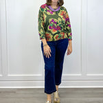 Soft Yarn Three Quarter Sleeve Crewneck Sweater - Chive Sweaters Tribal