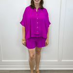 Solid Woven Top & Shorts Set - Wild Plum Tops Oddi