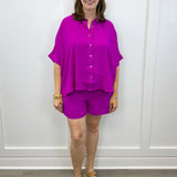 Solid Woven Top & Shorts Set - Wild Plum Tops Oddi