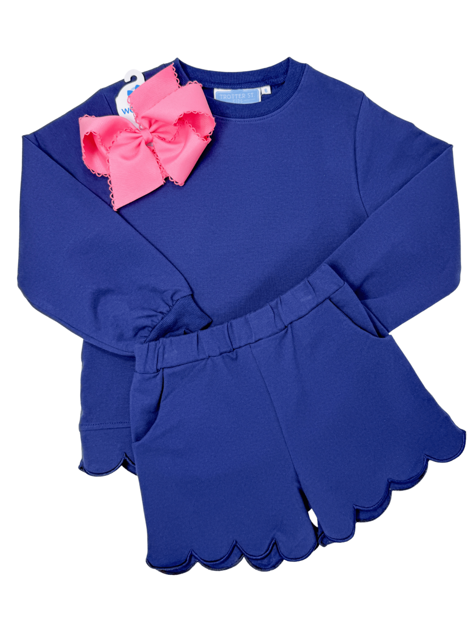 Sophia Scalloped Set - Navy Girls Sets Trotter Street Kids