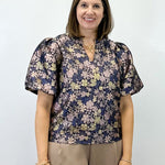 Sparkling Floral Top - Jaquared Navy Tops VOY
