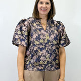 Sparkling Floral Top - Jaquared Navy Tops VOY