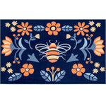 Spring Bees on Navy Olivia's Home Rug 22" x 32" - Garden Home Decor Jellybean Rug