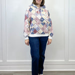 Spring Patchwork Quilted Hoodie Sweatshirts + Pullovers Main Strip