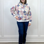 Spring Patchwork Quilted Hoodie Sweatshirts + Pullovers Main Strip