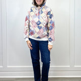 Spring Patchwork Quilted Hoodie Sweatshirts + Pullovers Main Strip