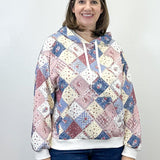 Spring Patchwork Quilted Hoodie Sweatshirts + Pullovers Main Strip