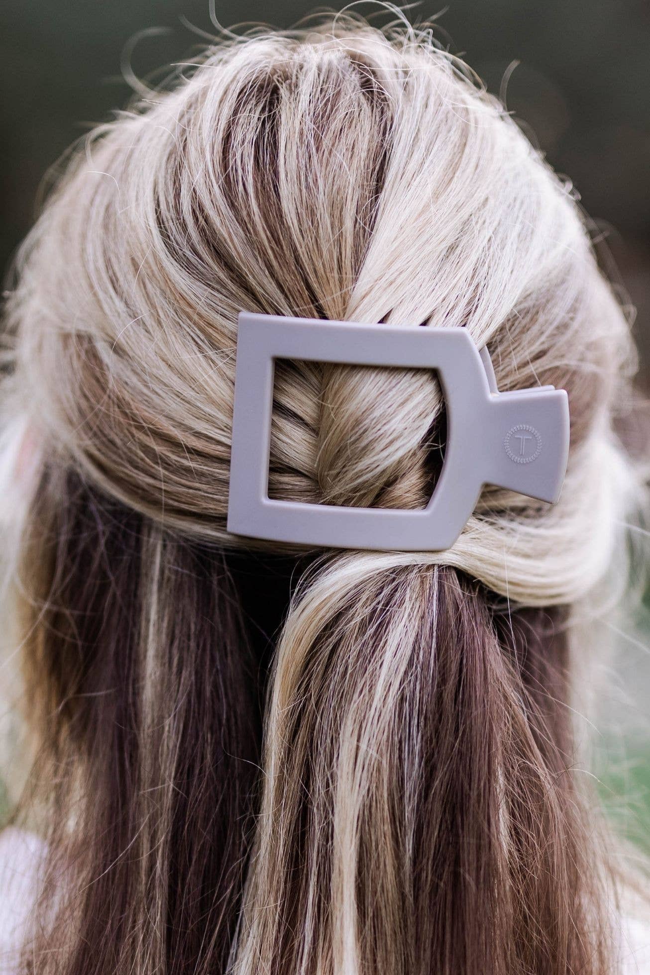 Square Flat Hair Clip - Med - Silver Flames Hair Accessories Teleties