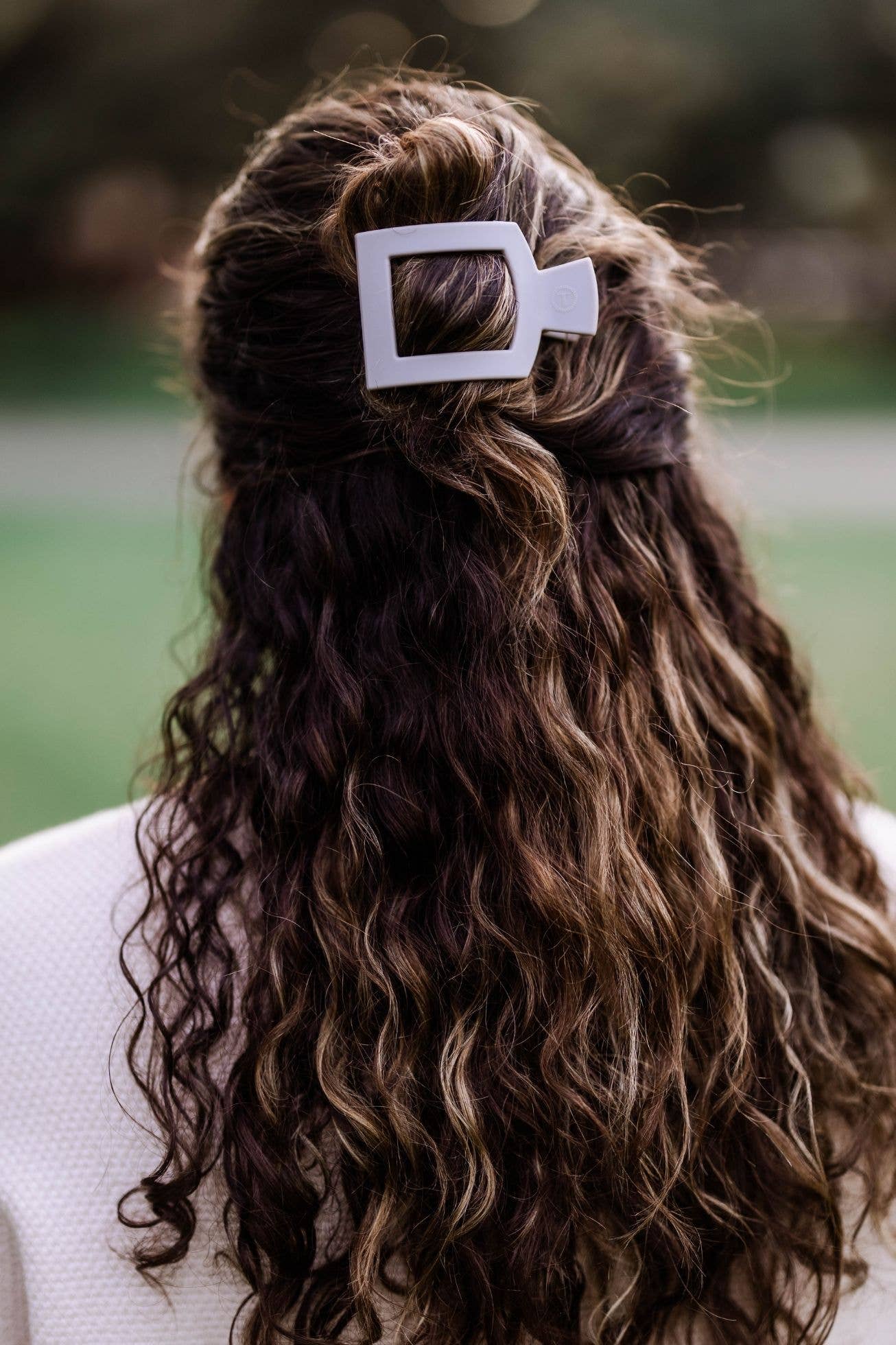 Square Flat Hair Clip - Small - Silver Flames Hair Accessories Teleties