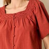 Fall in Line Top - Rust Tops Polagram by Wellmade USA