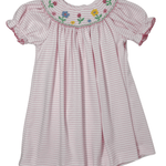 Striped Short Sleeve Knit Bishop - Flowers Girls Occasion Dresses Petit Bebe