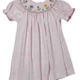 Striped Short Sleeve Knit Bishop - Flowers Girls Occasion Dresses Petit Bebe