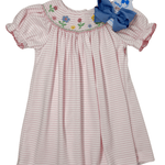 Striped Short Sleeve Knit Bishop - Flowers Girls Occasion Dresses Petit Bebe