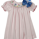 Striped Short Sleeve Knit Bishop - Flowers Girls Occasion Dresses Petit Bebe