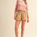Sunset Stripe Knit Polo Tops &MERCI