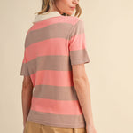 Sunset Stripe Knit Polo Tops &MERCI