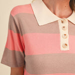 Sunset Stripe Knit Polo Tops &MERCI