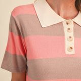Sunset Stripe Knit Polo Tops &MERCI