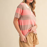 Sunset Stripe Knit Polo Tops &MERCI