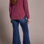 Sweater Shacket w/ Special Wash Effect - Plum Wine Sweaters Tribal