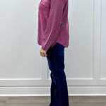 Sweater Shacket w/ Special Wash Effect - Plum Wine Sweaters Tribal