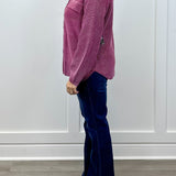 Sweater Shacket w/ Special Wash Effect - Plum Wine Sweaters Tribal