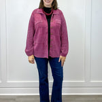 Sweater Shacket w/ Special Wash Effect - Plum Wine Sweaters Tribal