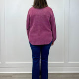 Sweater Shacket w/ Special Wash Effect - Plum Wine Sweaters Tribal