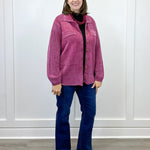 Sweater Shacket w/ Special Wash Effect - Plum Wine Sweaters Tribal