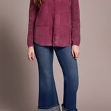 Sweater Shacket w/ Special Wash Effect - Plum Wine Sweaters Tribal