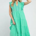 Sweet Breeze Tiered Midi - Mint Long Dresses Umgee