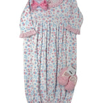 Sweet Strawberries Ruffled Gathered Gown Baby Sleepwear Magnolia Baby
