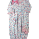 Sweet Strawberries Ruffled Gathered Gown Baby Sleepwear Magnolia Baby