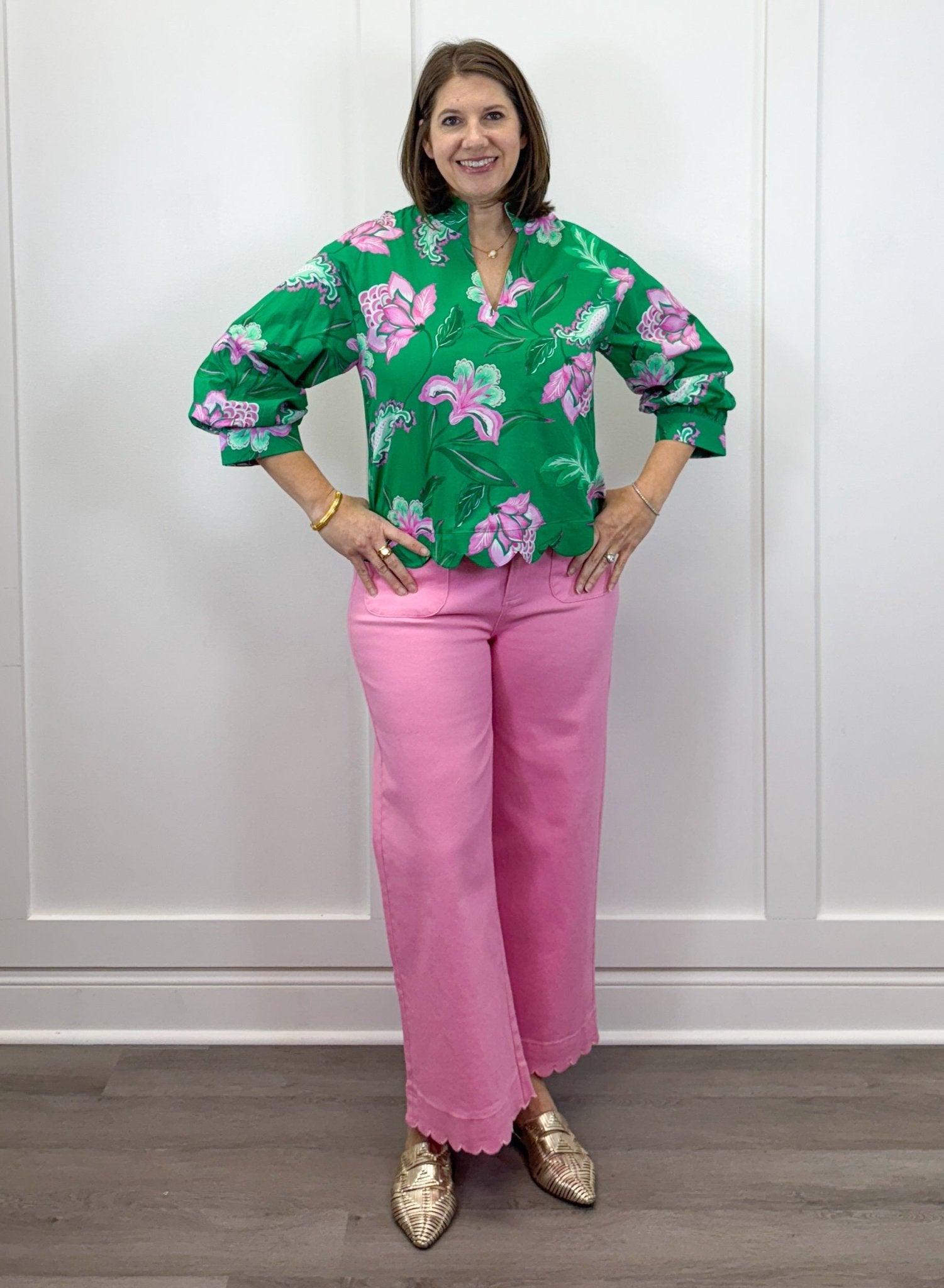 Sweetheart Scallop Pants - Pink Pants Entro