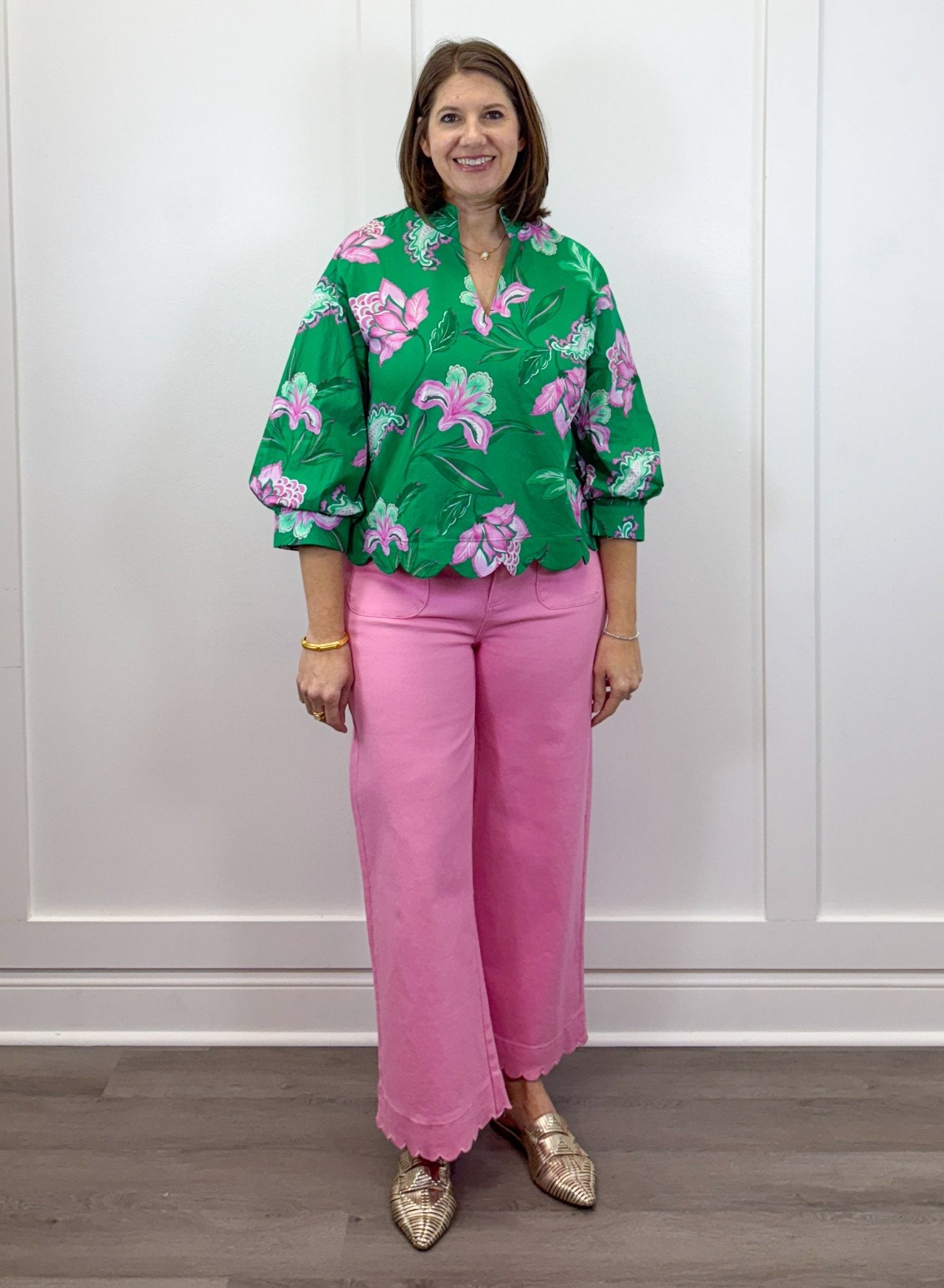 Sweetheart Scallop Pants - Pink Pants Entro