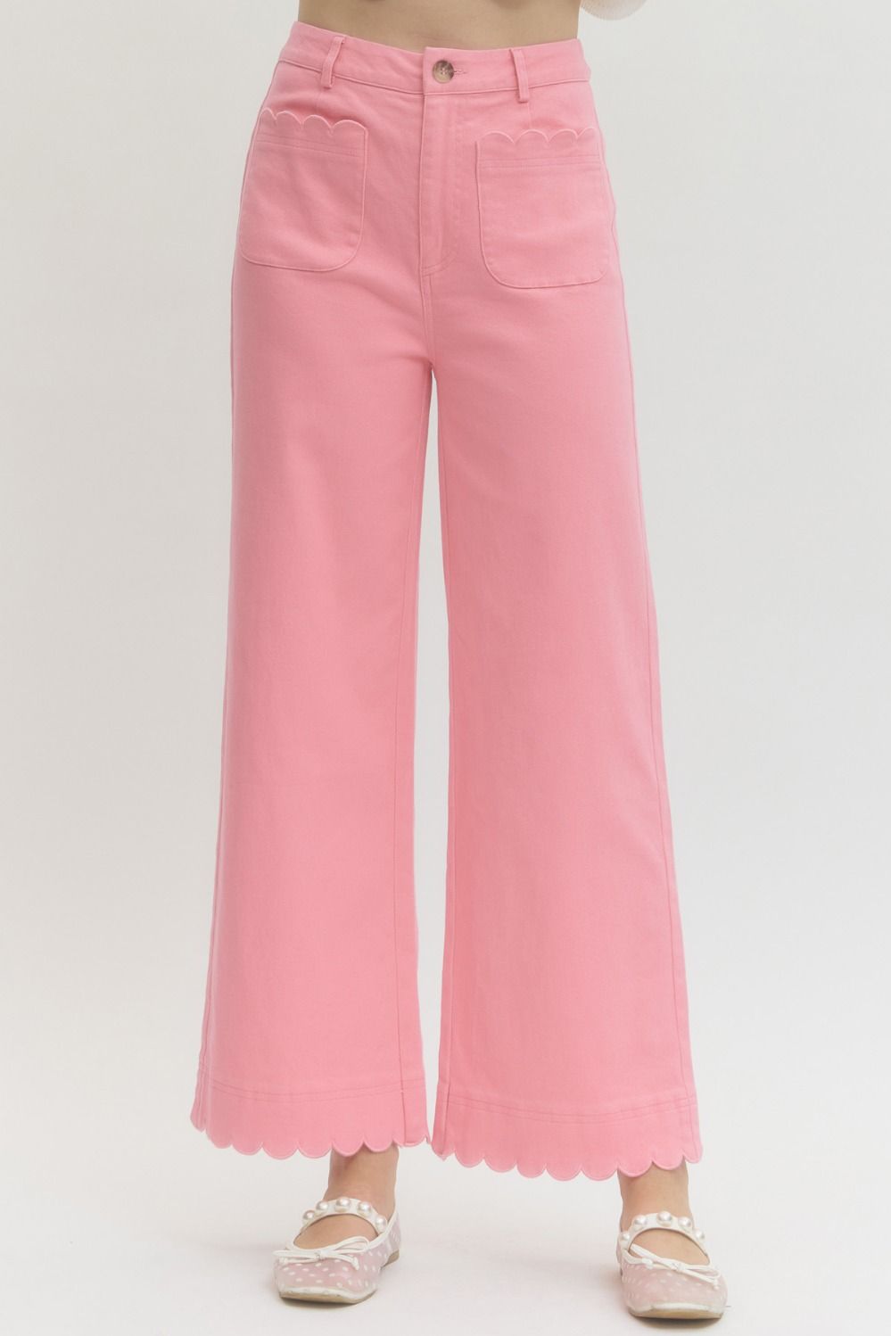 Sweetheart Scallop Pants - Pink Pants Entro