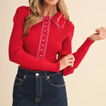 Sweetheart Stitch Sweater – Cherry Red Sweaters &Merci