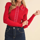 Sweetheart Stitch Sweater – Cherry Red Sweaters &Merci