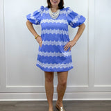 Sweetwater Lace Striped Dress - Blue Short Dresses Entro