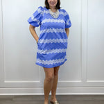 Sweetwater Lace Striped Dress - Blue Short Dresses Entro