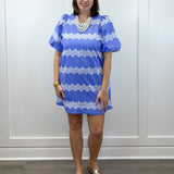 Sweetwater Lace Striped Dress - Blue Short Dresses Entro